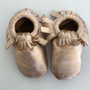 Freshly Picked Rose Gold Moccasins size 4